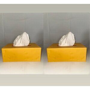 Yellow Cheese Rectangle Tissue Box Cover 2pc New Novelty